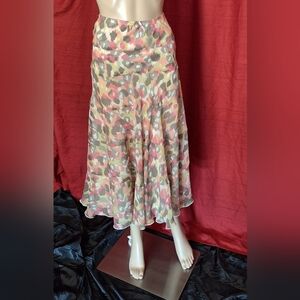 Ruby Rd/Floral maxi skirt/ size 10p/pink and green combination